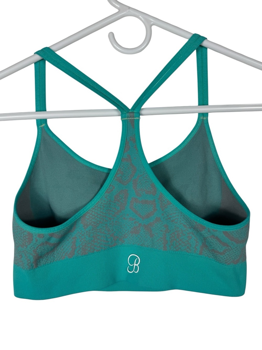 Bombshell Sportswear Teal Snake Print Seamless Sports Bra, L/XL - Picture 4 of 6